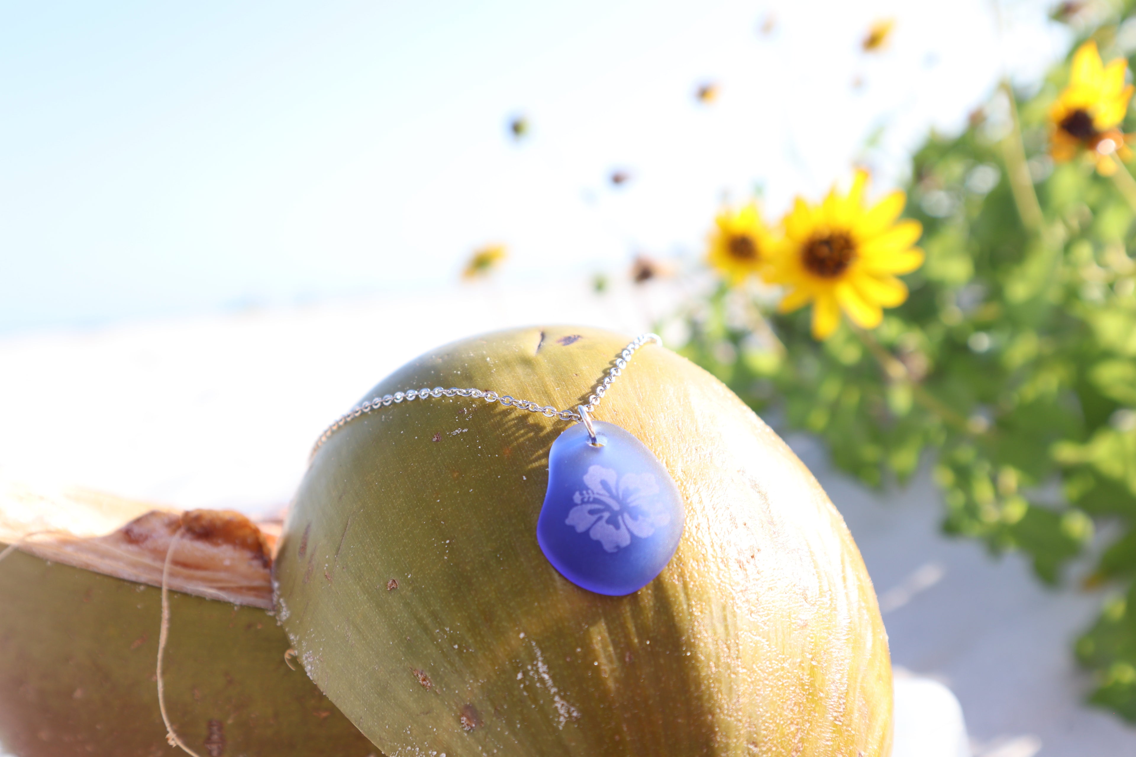 Hibiscus Coastal Glass Necklace